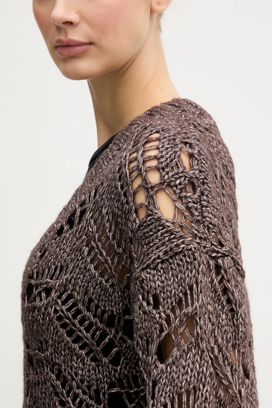 Sisley sweter z dodatkiem wełny 1H5BL401E brązowy