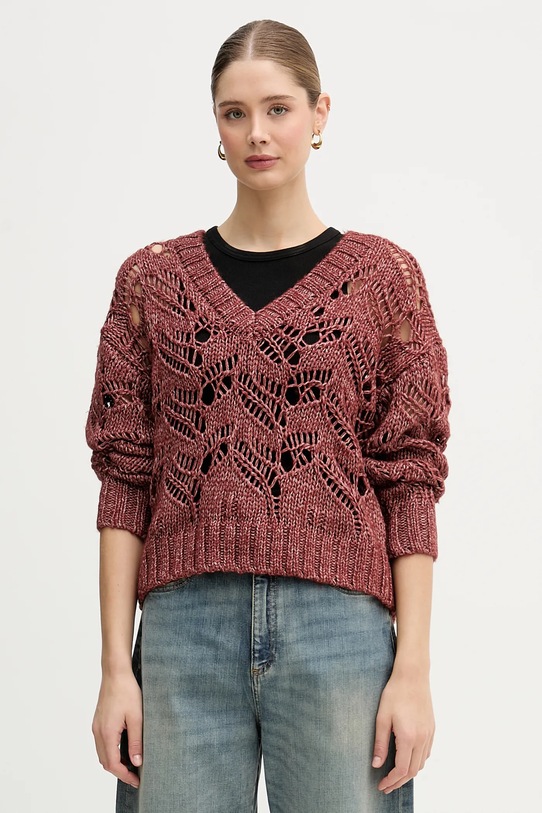 Sisley sweter z dodatkiem wełny szpic czerwony 1H5BL401E