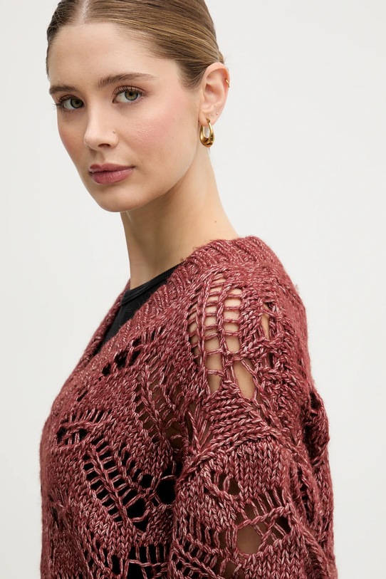 Sisley sweter z dodatkiem wełny czerwony 1H5BL401E