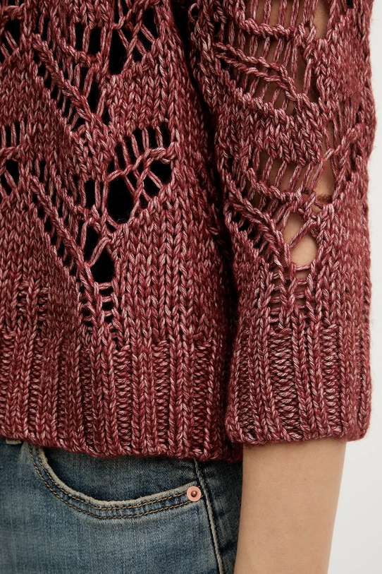 Sisley sweter z dodatkiem wełny 1H5BL401E czerwony