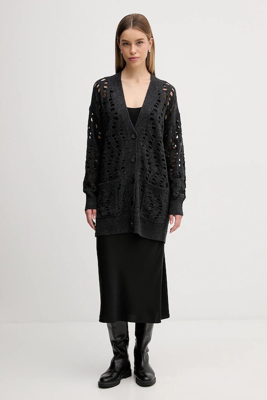 Sisley kardigan z dodatkiem wełny 1UFLL602W szary AW25