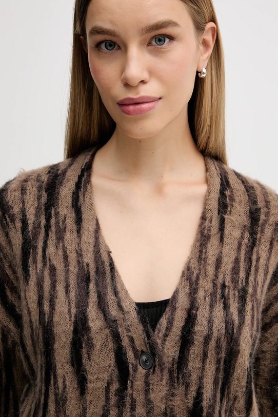 Sisley kardigan z dodatkiem moheru brązowy 1TQIL602Y