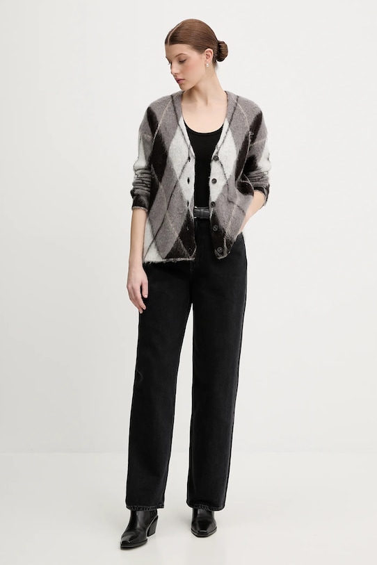 Sisley kardigan z dodatkiem moheru 1TQIL602Y szary AW25