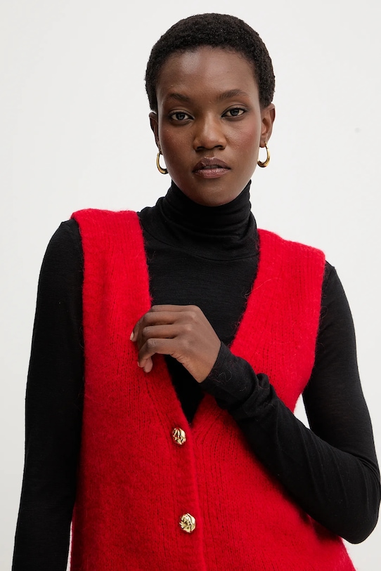 Morgan kamizelka z domieszką wełny czerwony MROUGE