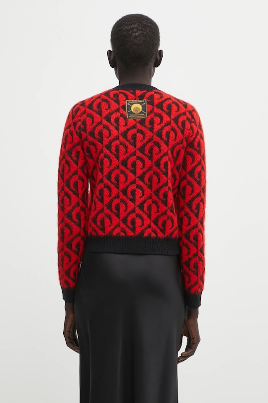 Oblečenie Kardigan s prímesou vlny Marine Serre Moon Lozenge Knit WTK086ACKNI0539 červená
