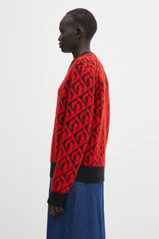 Marine Serre sweter z dodatkiem wełny Moon Lozenge Knit Crewneck MTK004ACKNI0539 czerwony AW25