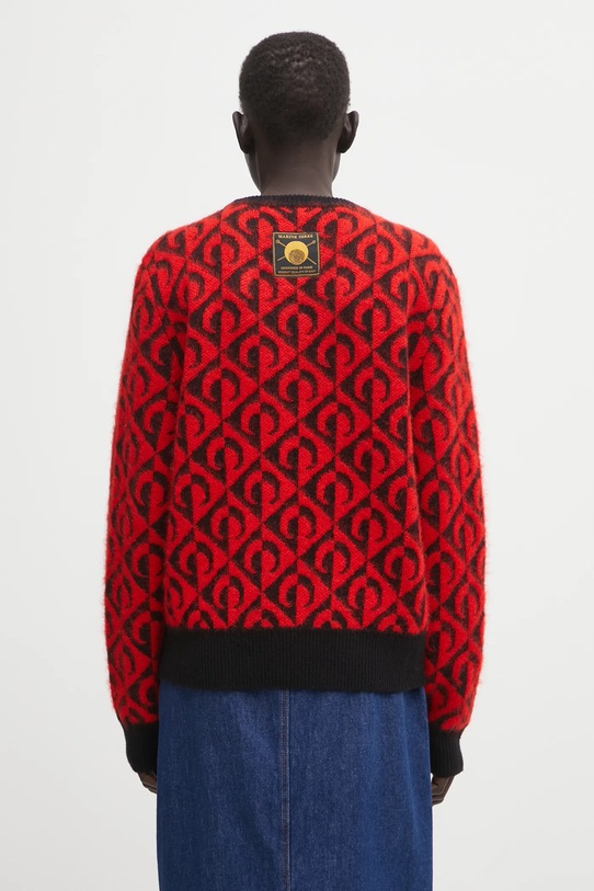 Odzież Marine Serre sweter z dodatkiem wełny Moon Lozenge Knit Crewneck MTK004ACKNI0539 czerwony
