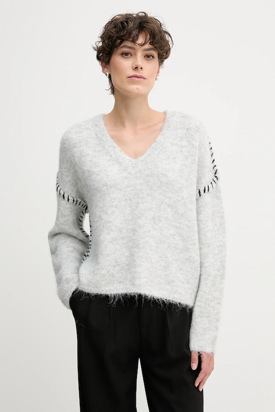 Светр з домішкою вовни Sandro Ferrone меланж сірий S87YBFGAL