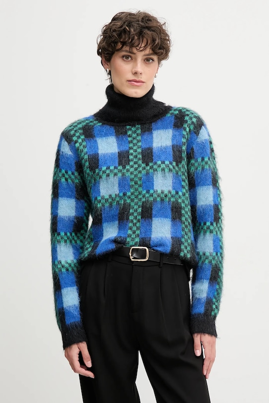 Sandro Ferrone sweter z dodatkiem wełny średniej grubości niebieski S87YBFGAVA