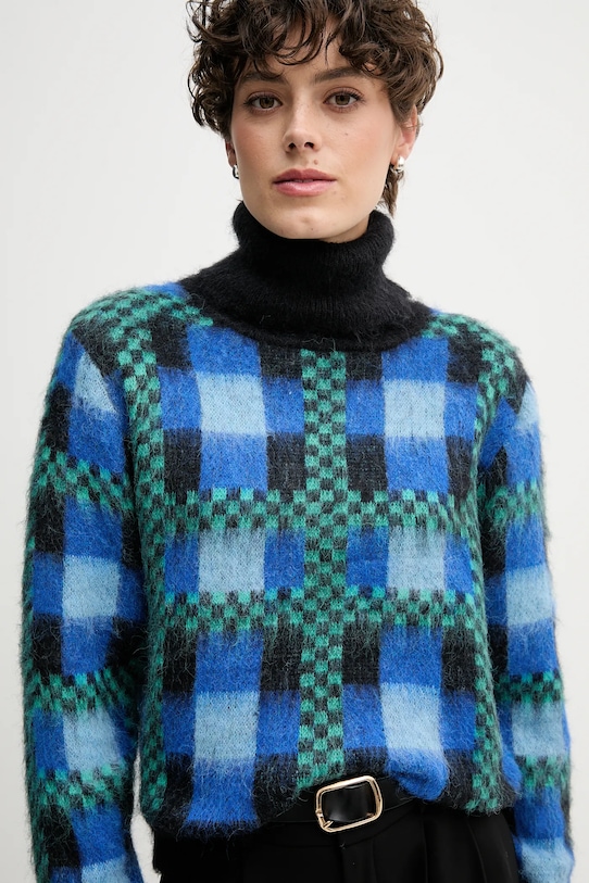 Sandro Ferrone sweter z dodatkiem wełny niebieski S87YBFGAVA