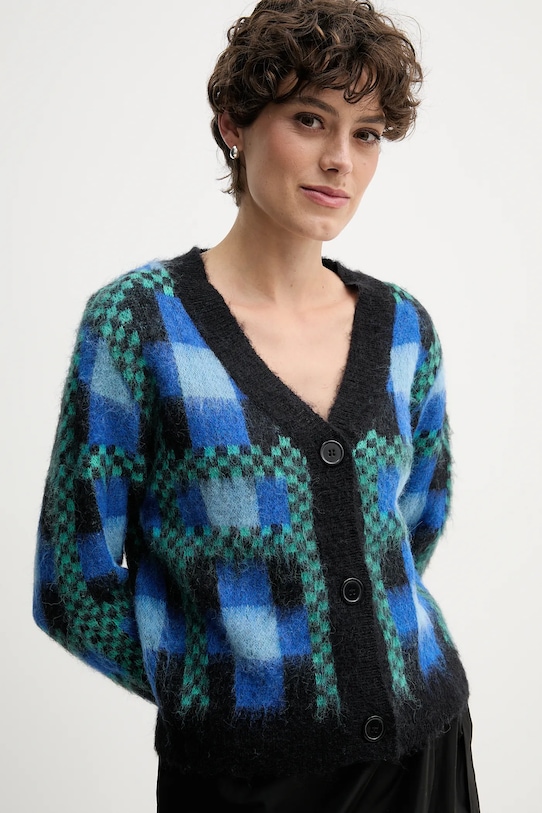 Sandro Ferrone kardigan z dodatkiem wełny niebieski S87YBFGOBBA