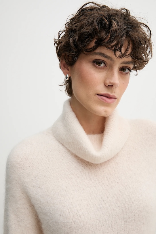 Sandro Ferrone sweter z dodatkiem alpaki beżowy S9YBFNOME