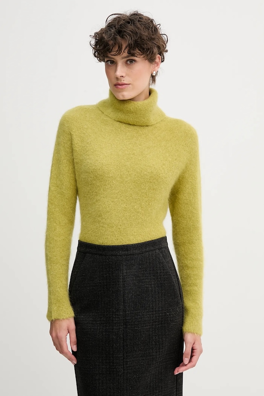 Sandro Ferrone sweter z dodatkiem alpaki średniej grubości zielony S9YBFNOME