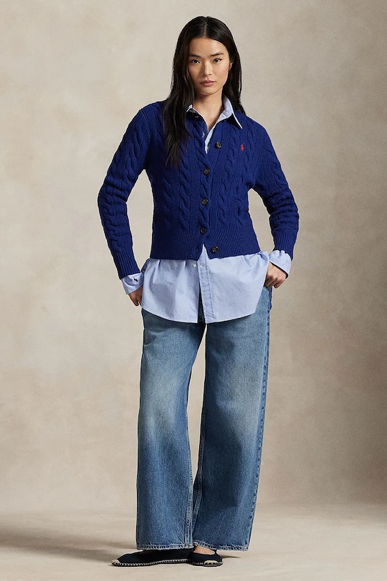 Odzież Polo Ralph Lauren kardigan wełniany 211972104015 granatowy