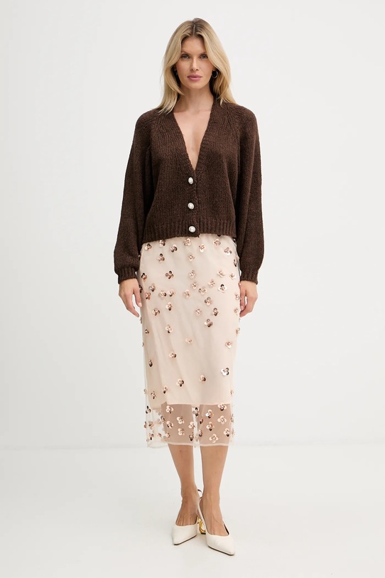 Haveone kardigan z domieszką wełny JIT.P021 brązowy AW25