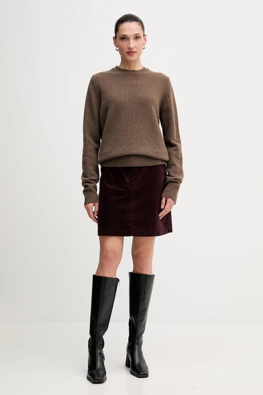 La Mania sweter wełniany MELLOW MELLOW brązowy AW25