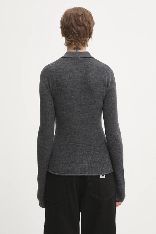 Odzież GANNI sweter wełniany Fine Merino Jacquard K2314 szary