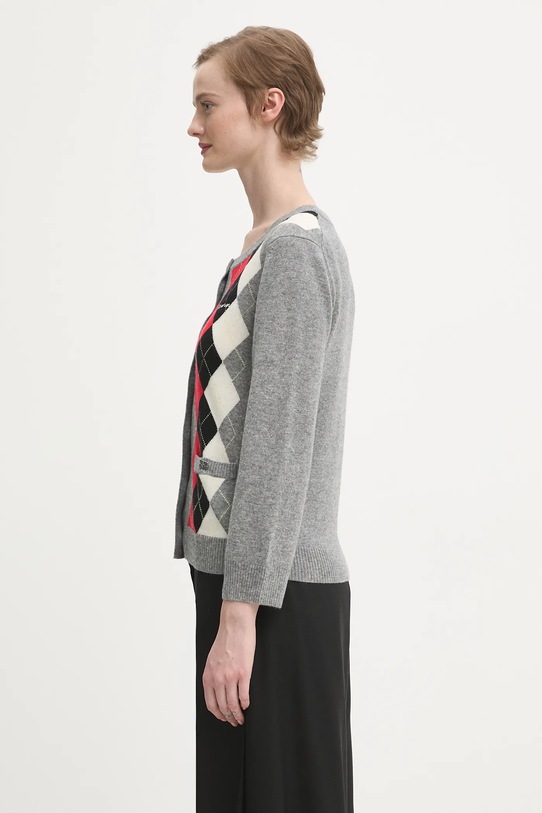 GANNI kardigan wełniany Cashmere Wool Mix K2512 szary AW25
