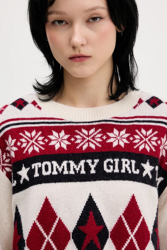 Tommy Jeans sweter wełniany beżowy DW0DW22498