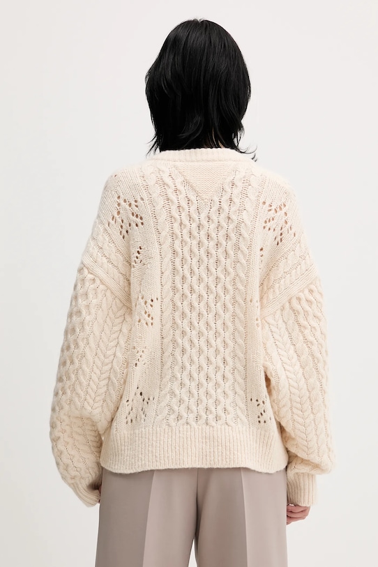 Odzież Tommy Jeans kardigan z dodatkiem wełny DW0DW22511 beżowy