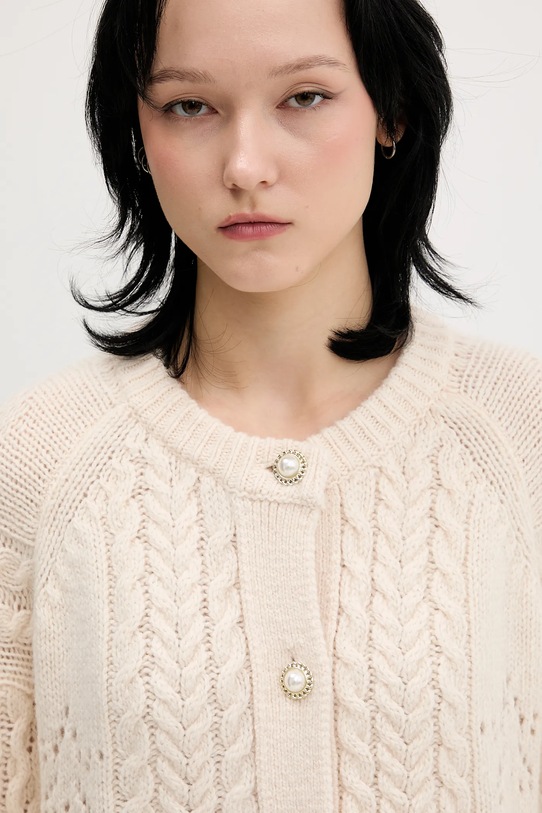 Tommy Jeans kardigan z dodatkiem wełny beżowy DW0DW22511