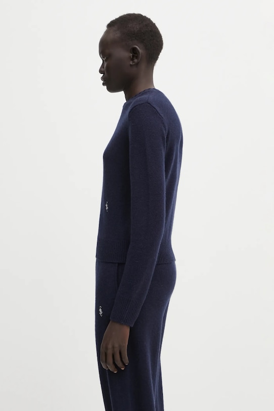 Sporty & Rich sweter wełniany SRC Cashmere WS01264302BL106 granatowy AW25