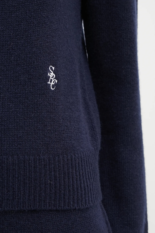 Sporty & Rich sweter wełniany SRC Cashmere granatowy WS01264302BL106