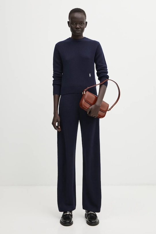 Sporty & Rich sweter wełniany SRC Cashmere WS01264302BL106 granatowy