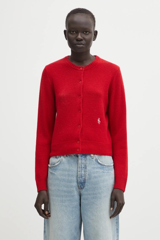 Sporty & Rich kardigan wełniany SRC Cashmere wełna czerwony WS07364302RE15