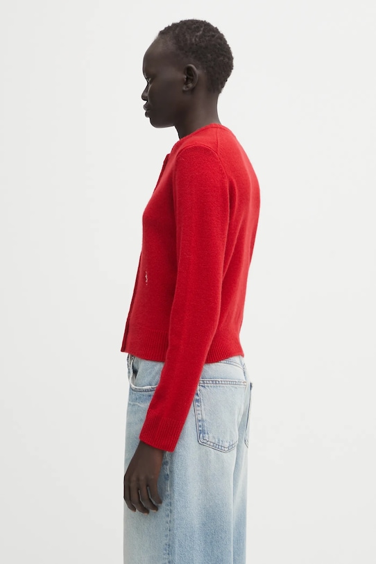 Sporty & Rich kardigan wełniany SRC Cashmere WS07364302RE15 czerwony AW25