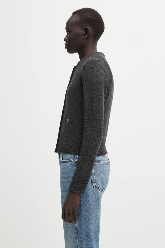 Sporty & Rich kardigan wełniany SRC Cashmere WS07364302GY11 szary AW25