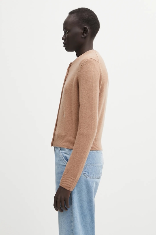 Sporty & Rich kardigan wełniany SRC Cashmere WS07364302BE02 brązowy AW25