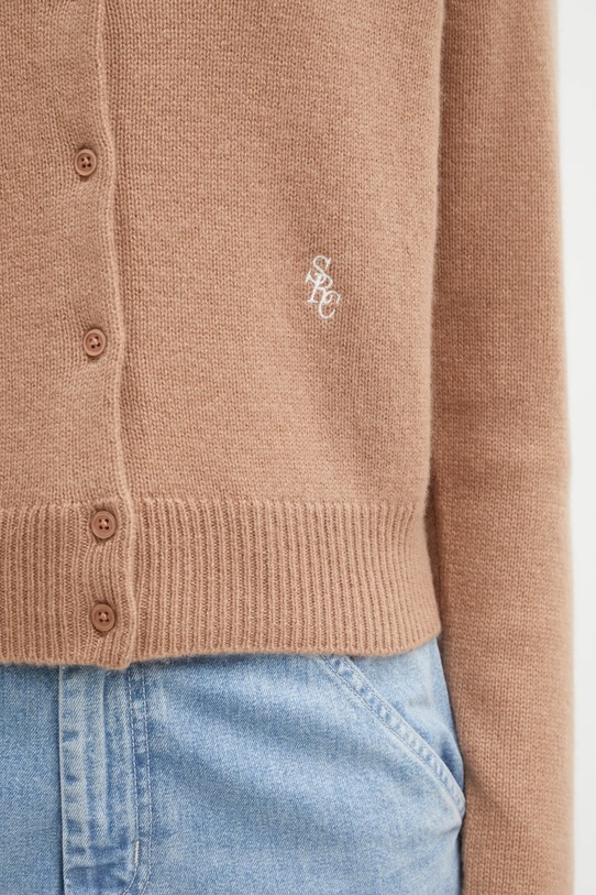 Sporty & Rich kardigan wełniany SRC Cashmere brązowy WS07364302BE02