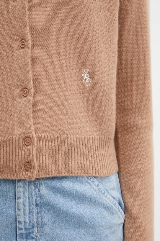 Sporty & Rich kardigan wełniany SRC Cashmere brązowy WS07364302BE02