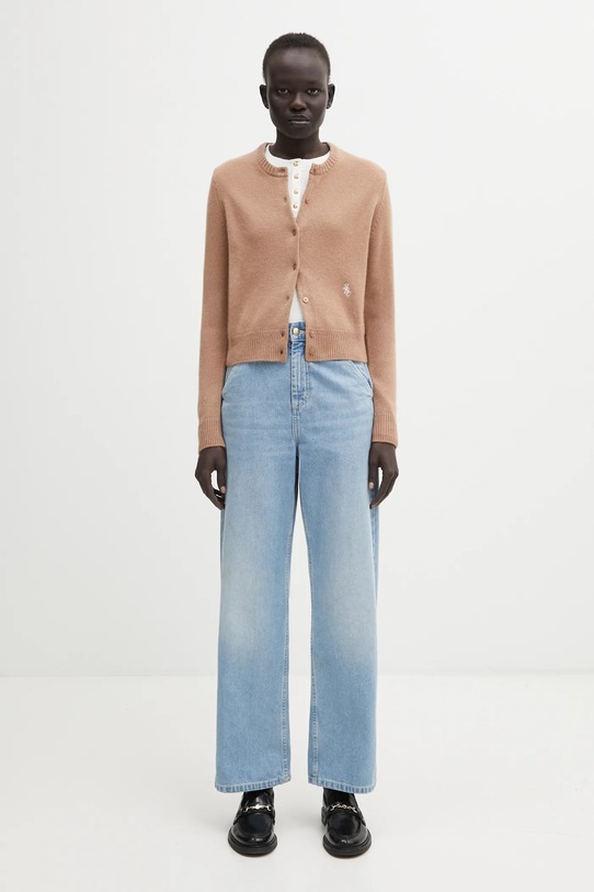 Sporty & Rich kardigan wełniany SRC Cashmere WS07364302BE02 brązowy