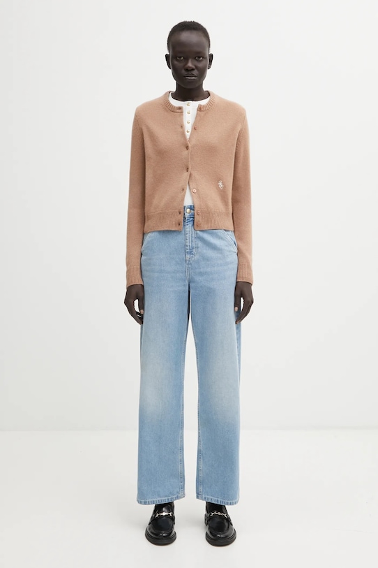 Sporty & Rich kardigan wełniany SRC Cashmere WS07364302BE02 brązowy