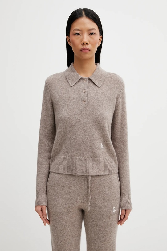 Μάλλινο πουλόβερ Sporty & Rich SRC Cashmere απλό μπεζ WS07466302BE24