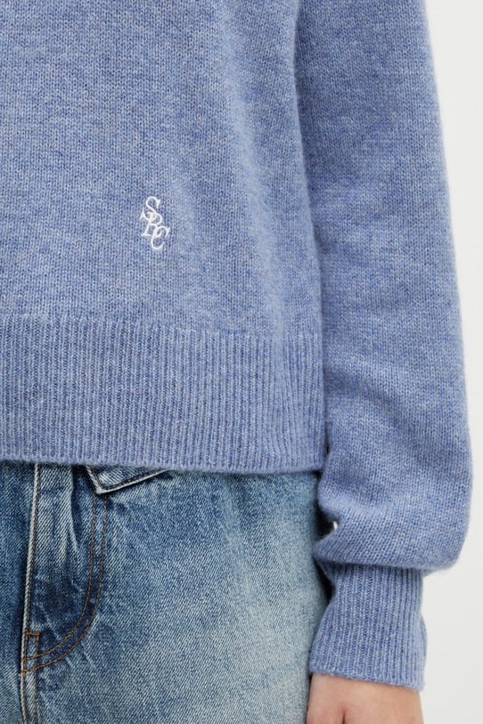 Sporty & Rich sweter wełniany SRC Cashmere niebieski WS07466302BL11