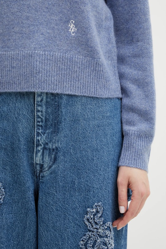 Sporty & Rich sweter wełniany SRC Cashmere niebieski WS07466302BL11
