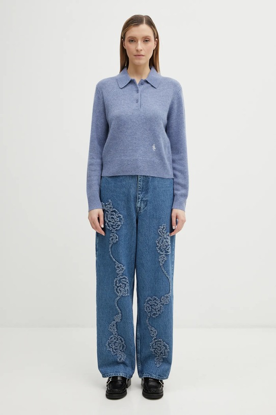 Sporty & Rich sweter wełniany SRC Cashmere WS07466302BL11 niebieski