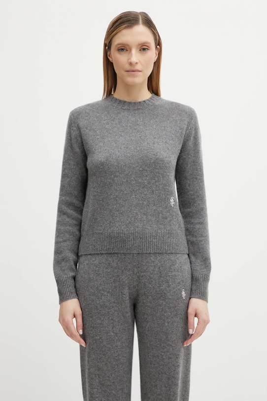 Sporty & Rich sweter wełniany SRC Cashmere okrągły szary WS01267302GY22