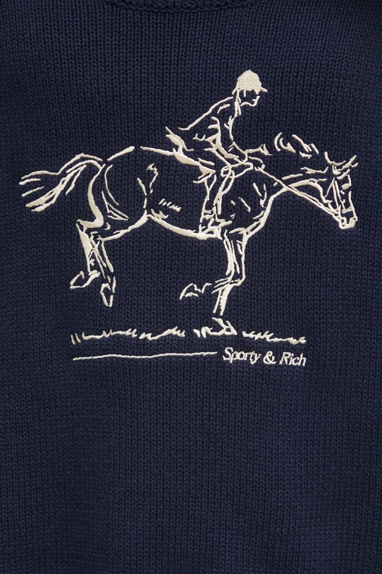 Bavlněný svetr Sporty & Rich Horse Knitted námořnická modř WS06565245BL106