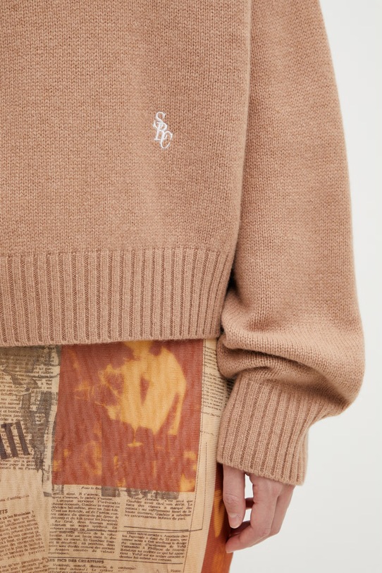 Sporty & Rich sweter wełniany SRC Wool brązowy WS06465302BE02