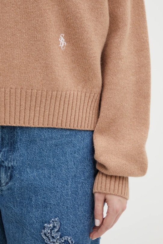 Sporty & Rich sweter wełniany SRC Wool brązowy WS06465302BE02