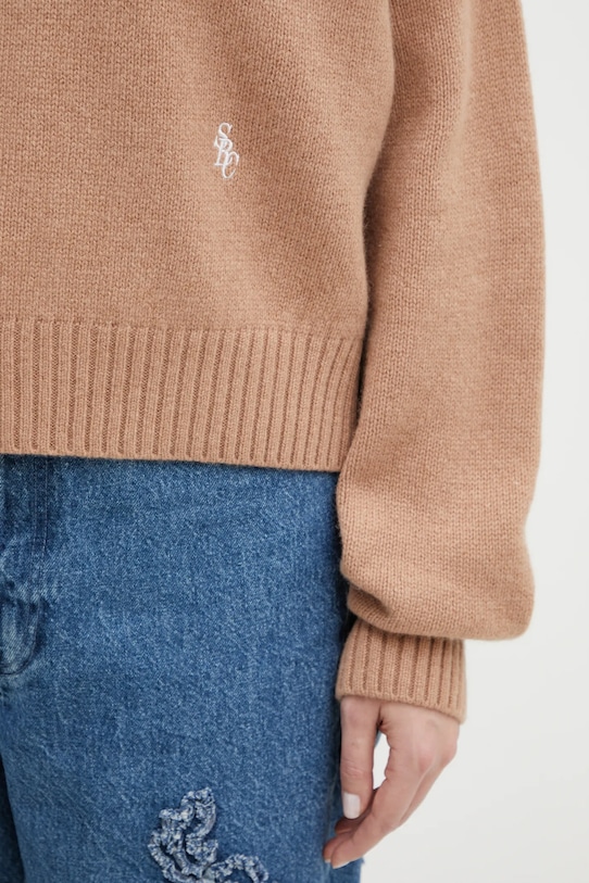 Sporty & Rich sweter wełniany SRC Wool brązowy WS06465302BE02