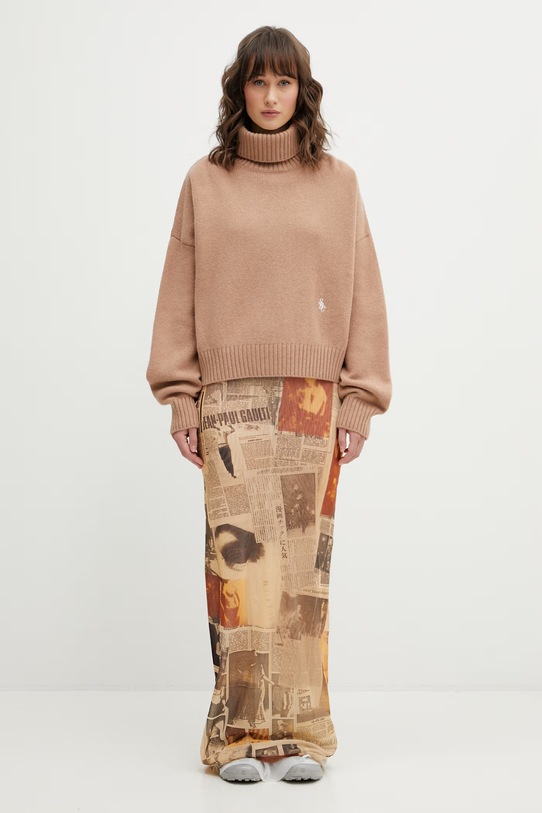 Sporty & Rich sweter wełniany SRC Wool WS06465302BE02 brązowy