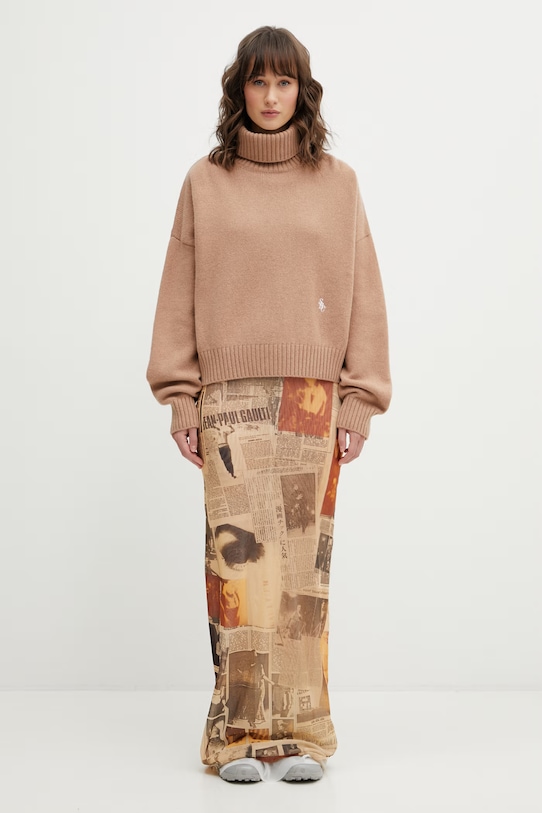 Sporty & Rich sweter wełniany SRC Wool WS06465302BE02 brązowy