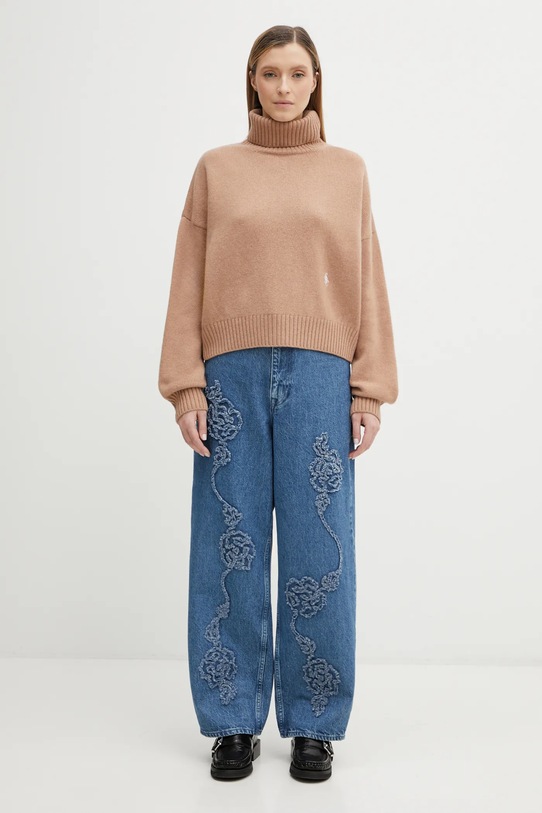 Sporty & Rich sweter wełniany SRC Wool WS06465302BE02 brązowy