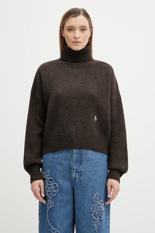 Sporty & Rich sweter wełniany SRC Wool golf brązowy WS06465302BR03