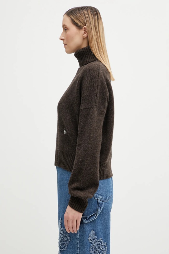 Sporty & Rich sweter wełniany SRC Wool WS06465302BR03 brązowy AW25